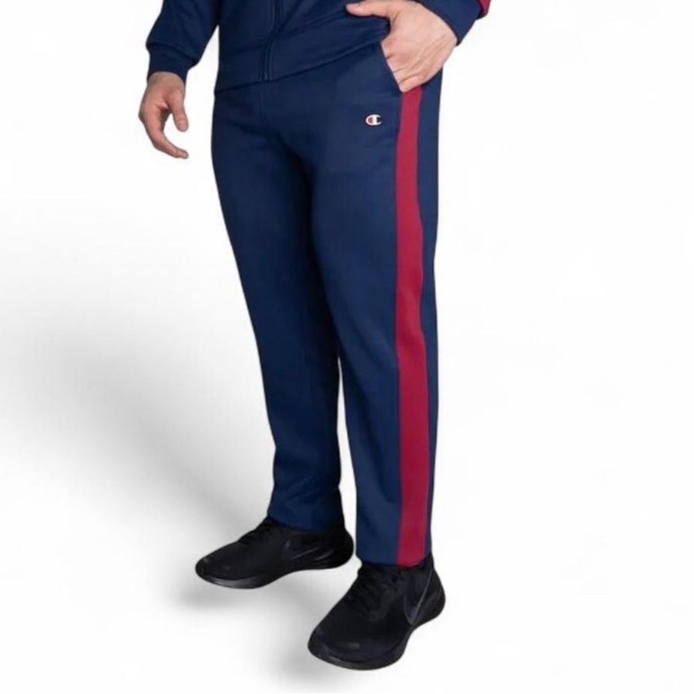 NWT Champion Mens Track Pants Solid Taping Leg Game Day C Patch Logo Size M